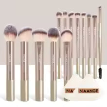 MAANGE 13pcs Premium Synthetic Hairs Makeup Brushes Soft Gentle for Foundation Eyeshadow Powder with 2pcs Air Cushion Puffs Kit