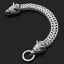 European and American Hip-hop Rock Fashion Personality Trendy Accessories for MEN'S Stainless Steel Wolf Head Bracelet
